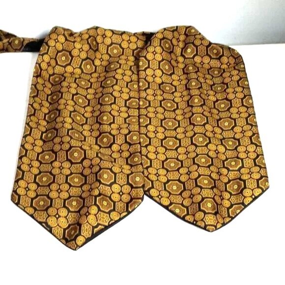 ❤️VINTAGE CHRISTIAN DIOR GOLD BLACK Silk Ascot Tie Scarf - Picture 4 of 7